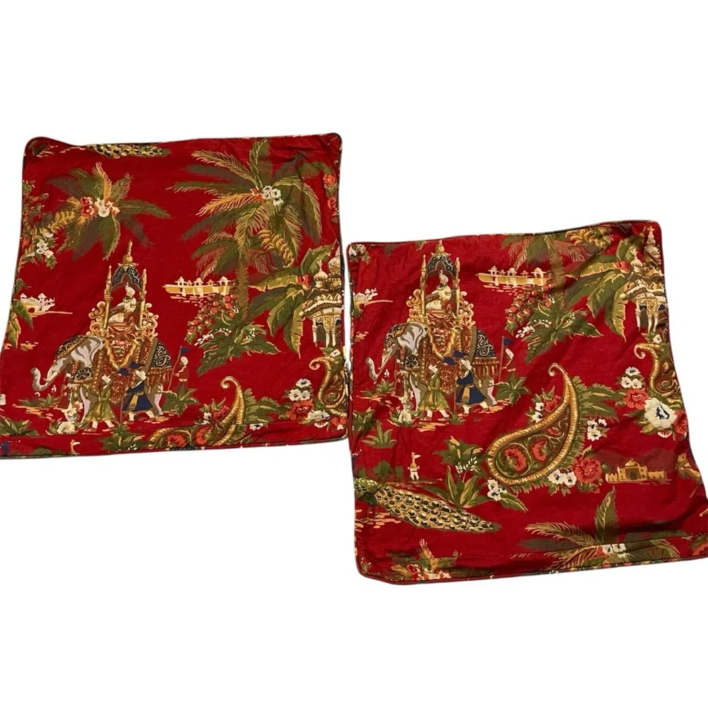Pottery Barn Red Square Throw Pillow‎ Covers, Set of Two
